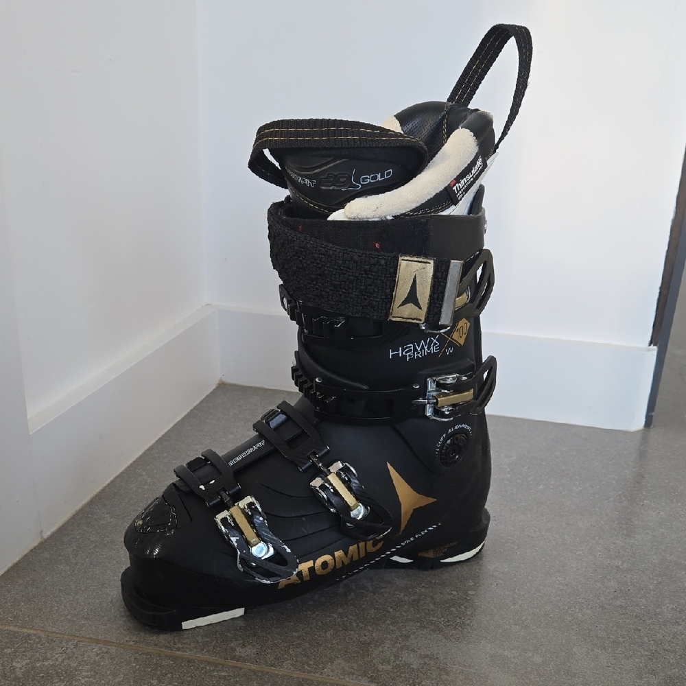 Women's Black and Gold Ski Boots